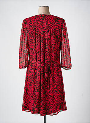 Robe mi-longue coupe fluide manches 3/4 rouge CHRISTINE LAURE femme