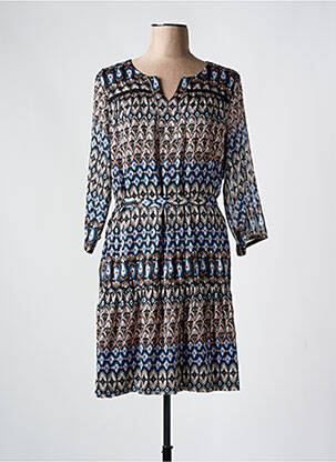 Robe mi-longue coupe fluide manches 3/4 noir CHRISTINE LAURE femme