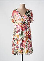 Robe mi-longue coupe fluide manches courtes blanc CHRISTINE LAURE femme