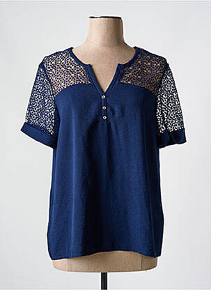 Top coupe fluide manches courtes bleu CHRISTINE LAURE femme