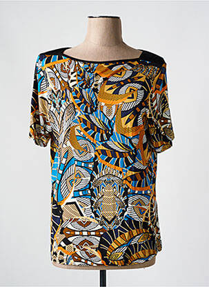 T-shirt stretch manches courtes bleu CHRISTINE LAURE femme