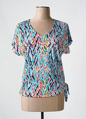 Top imprimé fantaisie manches courtes bleu CHRISTINE LAURE femme