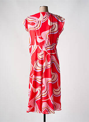 Robe mi-longue coupe fluide manches courtes rouge CHRISTINE LAURE femme