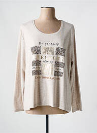 Top col rond manches longues beige CHRISTINE LAURE femme