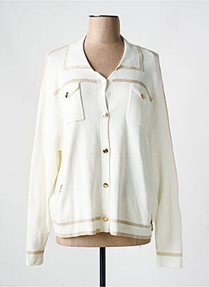 Gilet manches longues resserrée sur le bas blanc CHRISTINE LAURE femme