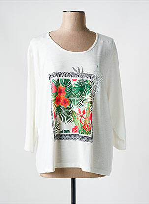 Top col rond manches longues blanc CHRISTINE LAURE femme