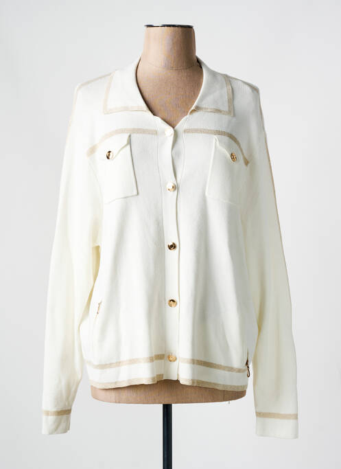 Gilet manches longues resserrée sur le bas blanc CHRISTINE LAURE femme