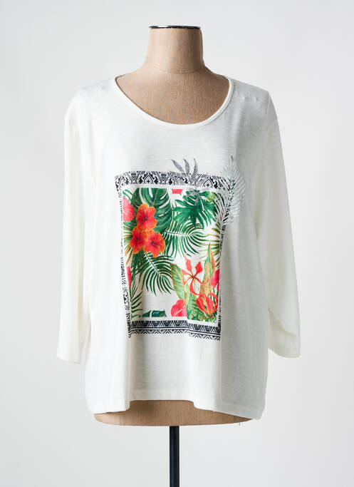 Top col rond manches longues blanc CHRISTINE LAURE femme