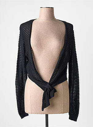 Gilet manches longues coupe cintrée noir COULEURS DU TEMPS femme