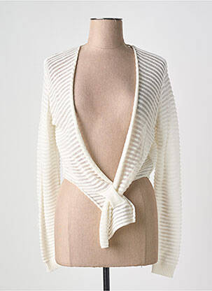 Gilet manches longues coupe cintrée blanc COULEURS DU TEMPS femme