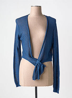 Gilet manches longues coupe cintrée bleu COULEURS DU TEMPS femme