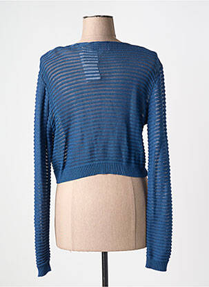 Gilet manches longues coupe cintrée bleu COULEURS DU TEMPS femme