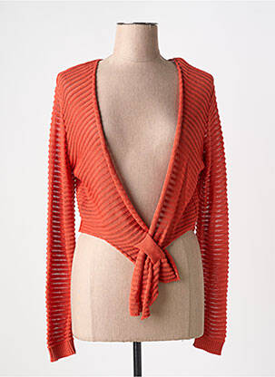 Gilet manches longues coupe cintrée orange COULEURS DU TEMPS femme