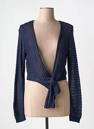 Gilet manches longues coupe cintrée bleu fonce COULEURS DU TEMPS femme