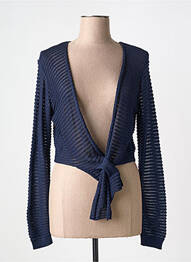 Gilet manches longues coupe cintrée bleu fonce COULEURS DU TEMPS femme