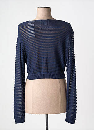 Gilet manches longues coupe cintrée bleu fonce COULEURS DU TEMPS femme