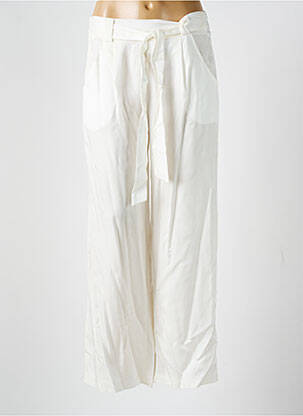 Pantalon large tissage popeline taille normale blanc COULEURS DU TEMPS femme
