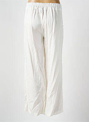 Pantalon large tissage popeline taille normale blanc COULEURS DU TEMPS femme