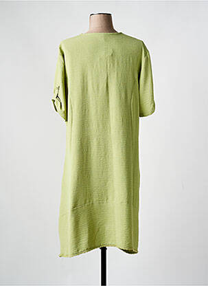 Robe mi-longue coupe fluide manches 3/4 vert FRANCK ANNA femme