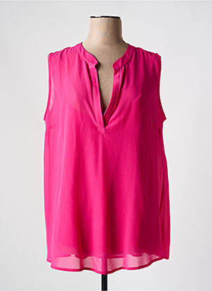 Top tissage crêpe sans manche rose CHALOU femme