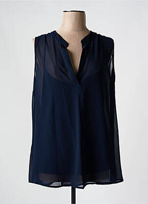 Top coupe fluide sans manche bleu CHALOU femme