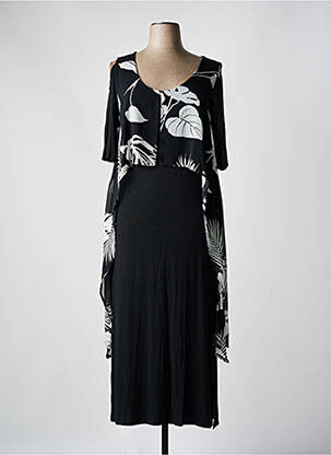 Robe longue manches courtes manches courtes noir SOPHIA CURVY femme