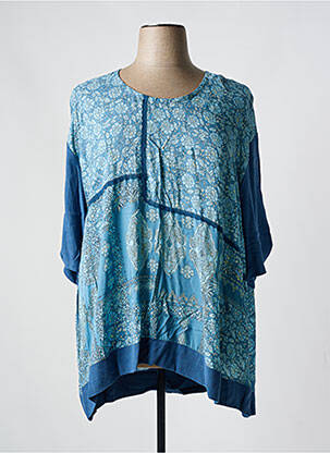 Tunique manches longues col rond bleu FRANCK ANNA femme