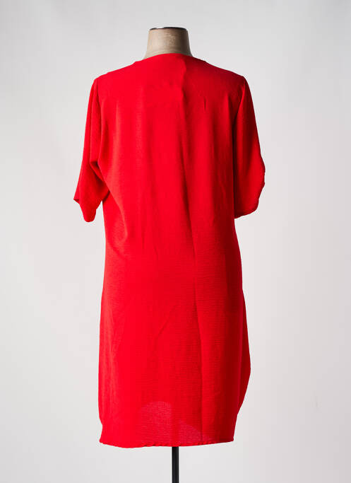 Robe mi-longue coupe fluide manches courtes rouge FRANCK ANNA femme