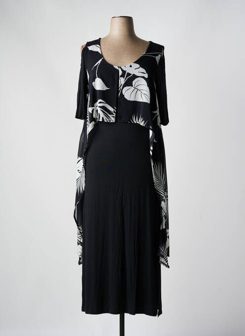 Robe longue manches courtes manches courtes noir SOPHIA CURVY femme