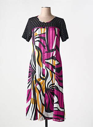 Robe mi-longue imprimé fantaisie manches courtes violet GREGORY PAT femme