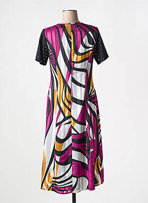 Robe mi-longue imprimé fantaisie manches courtes violet GREGORY PAT femme