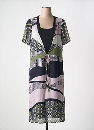 Robe mi-longue coupe fluide manches courtes noir GUY DUBOUIS femme