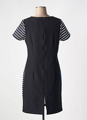 Robe mi-longue imprimé fantaisie manches courtes noir GUY DUBOUIS femme