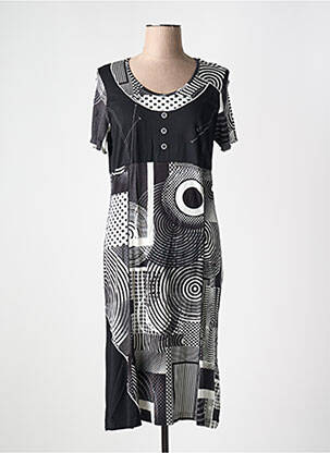 Robe mi-longue coupe fluide manches courtes noir GUY DUBOUIS femme