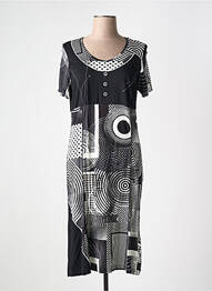 Robe mi-longue coupe fluide manches courtes noir GUY DUBOUIS femme