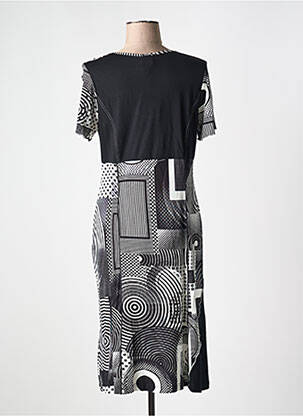 Robe mi-longue coupe fluide manches courtes noir GUY DUBOUIS femme