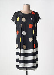 Robe mi-longue tissage crêpe manches courtes noir GUY DUBOUIS femme