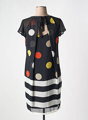 Robe mi-longue tissage crêpe manches courtes noir GUY DUBOUIS femme