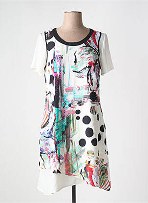 Robe mi-longue coupe fluide manches courtes blanc MERI & ESCA femme