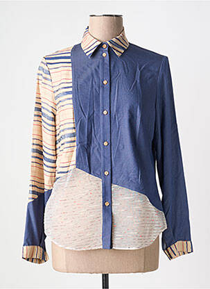 Chemisier imprimé fantaisie manches longues bleu MERI & ESCA femme