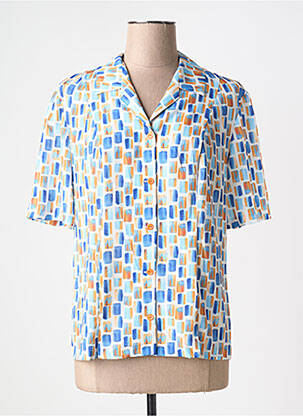 Chemisier coupe cintrée manches courtes bleu GUY DUBOUIS femme