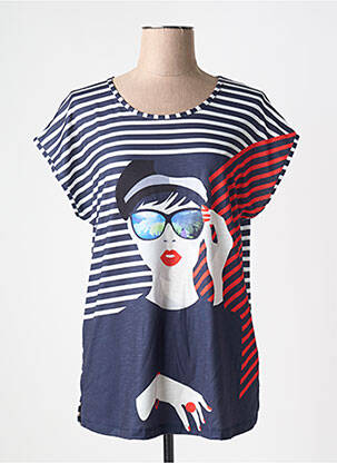 T-shirt imprimé fantaisie manches courtes bleu GUY DUBOUIS femme