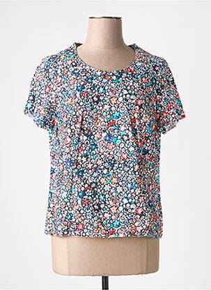 Top imprimé fantaisie manches courtes bleu GUY DUBOUIS femme