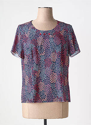 Top imprimé fantaisie manches courtes bleu GUY DUBOUIS femme