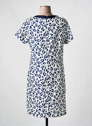 Robe mi-longue imprimé fantaisie manches courtes bleu FRANCE RIVOIRE femme