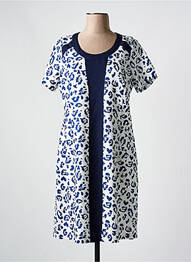 Robe mi-longue imprimé fantaisie manches courtes bleu GUY DUBOUIS femme
