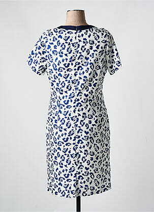 Robe mi-longue imprimé fantaisie manches courtes bleu GUY DUBOUIS femme