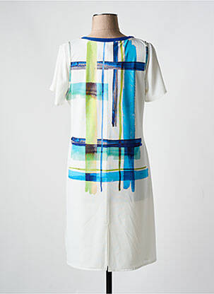 Robe mi-longue imprimé fantaisie manches courtes bleu GUY DUBOUIS femme