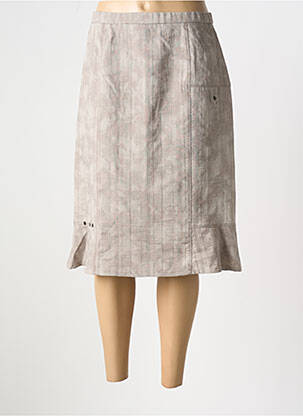 Jupe mi-longue coupe droite beige GUY DUBOUIS femme