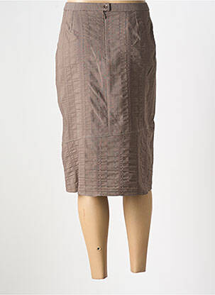 Jupe mi-longue stretch marron GUY DUBOUIS femme